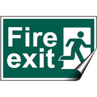 picture of Fire Exit Sign - Running Man Right - 300 x 150Hmm - Self Adhesive Vinyl - [AS-SA27-SAV]