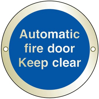 picture of Automatic Fire Door Keep Clear - BS5499 Part 1 & 5 - 75mm Dia - Brass - [AS-BRASS4-BRA]