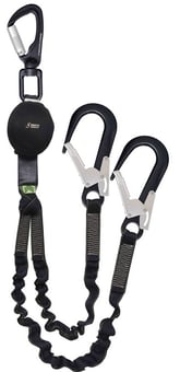 Picture of Kratos Forked Energy Absorbing Expandable Lanyard - 2 Scaffold Hooks And Karabiner - 1.5 mtr - [KR-FA3082015]