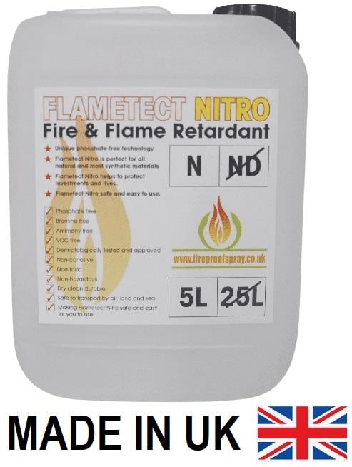 Flametect Nitro - Synthetic and Natural Textiles Retardant Spray - 5 Ltr - Non Toxic - [FPS-FN5] - (HP)
