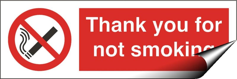 picture of Thank You for Not Smoking Sign LARGE - 600 X 200Hmm - Self Adhesive Vinyl - [AS-PR6-SAV]