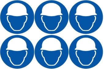 picture of Safety Labels - Safety Helmets 2 Symbol (24 pack) 6 to Sheet - 75mm dia - Self Adhesive Vinyl - [IH-SL54-SAV]