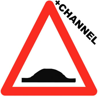 picture of Traffic Ramp Triangle Sign With Fixing Channel - FIXING CLIPS REQUIRED - Class 1 Ref BSEN 12899-1 2001 - 600mm Tri. - Reflective - 3mm Aluminium - [AS-TR17-ALUC]