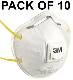 picture of 3M - P1 CUP-SHAPED VALVED Dust/Mist Respirator Mask - Box of 10 - [3M-8812]