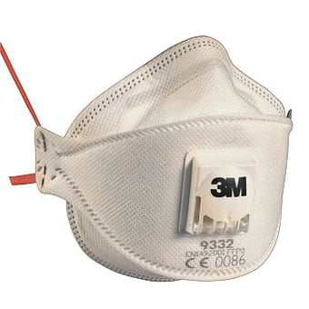 Picture of 3M 9332+ P3 FOLDABLE VALVED Dust/ Mist/ Metal Fume Respirator Mask - Box of 10 - [3M-9332+(10/PK)]