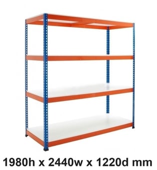 picture of BiGDUG BiG400 Racking 4 Levels - Melamine Shelves - 1980h x 2440w x 1220d mm - [BDU-B41924124BOM]