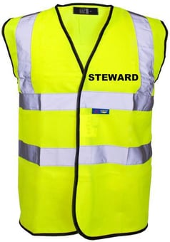 Picture of Value Steward Printed Front and Back in Black - Yellow Hi Visibility Vest - ST-35241-STW