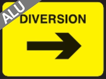 picture of Temporary Traffic Signs - Diversion Right Arrow - Class 1 Ref BSEN 12899-1 2001 - 600 x 450Hmm - Reflective - 1mm Aluminium - [AS-ZT8-ALU]