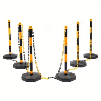 Picture of Chain Support Post with Plastic Barrier Chain - Yellow-Black - Set of 6 - [IH-TMU6-CHAIN] - (DISC-W)