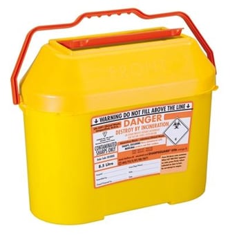 picture of SHARPSGUARD® Orange Lid Extra 8.5 Ltr Sharps Bin NHS Code FSL109 BS7320:1990 - [DH-DD580OL]