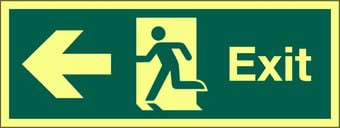 picture of Photoluminescent Exit Sign - Arrow West - 400 x 150Hmm - Self Adhesive Rigid Plastic - [AS-PH18-SARP]