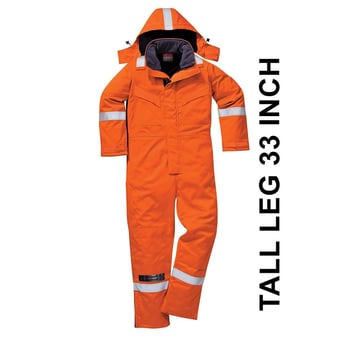 picture of Portwest - Orange Flame Resistant Anti-Static Winter Coverall - Tall Leg - PW-FR53ORT