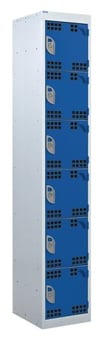 picture of QMP Tool Charging Locker - Perforated Door - Standard Plug - 6 Compartment - Dark Blue - 1800H x 300W x 450D mm - [QM-BL1830456BPX]