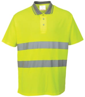 picture of Hi Vis Yellow Cotton Comfort Polo Shirt - EN ISO 20471 Class 2 - [PW-S171YER]