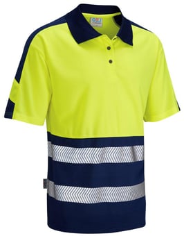 picture of Watersmeet - Yellow/Navy Hi-Vis Coolviz Plus Polo Shirt - LE-P10-Y/NV