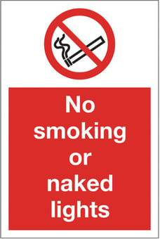 picture of No Smoking or Naked Lights Sign LARGE - 400 x 600Hmm - Rigid Plastic - [AS-PR8-RP]