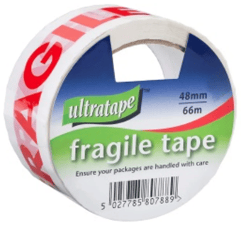 picture of Ultratape Fragile Red on White Tape - 48mm x 66m - [ULT-06215066FRAG]