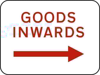 Picture of Spectrum 600 x 450mm Dibond ‘Goods Inwards Arrow Right’ Road Sign - With Channel - SCXO-CI-13115