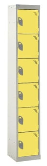 picture of QMP Standard Locker - 6 Compartment - Yellow Doors - 1800H x 300W x 300D mm - [QM-LS1830306YXX]