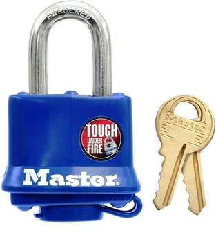 picture of Masterlock 312D Laminated Padlock - Fitted with Blue Weather Resistant Thermoplastic Shell - [MA-312D]