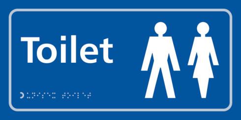 picture of Toilet (Ladies/Gents symbol) – Taktyle (300 x 150mm) - SCXO-CI-TK2203WHBL