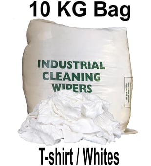 picture of White T-Shirt Cotton Rags - 10KG Bag - Only White T-Shirts - [MW-TS-W10KGBAG] - (HP)