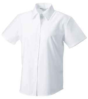 Picture of Russel Ladies Short Sleeve Tailored Oxford Shirt - White - BT-933F-WHI
