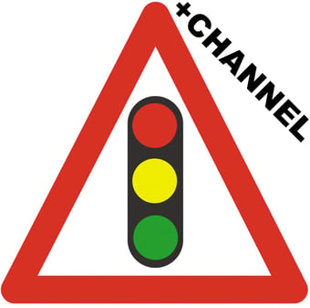 picture of Traffic Traffic Lights Triangle Sign With Fixing Channel - FIXING CLIPS REQUIRED - Class 1 Ref BSEN 12899-1 2001 - 600mm Tri. - Reflective - 3mm Aluminium - [AS-TR21-ALUC]