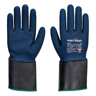 picture of Portwest A304 - Grip C13 Nitrile Foam Extend Cuff Glove - Pair - Grey/Blue - PW-A304G4R