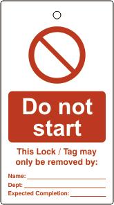 Picture of Spectrum Lockout tags - Do not start - (Single sided 10 pack) - SCXO-CI-LOK095