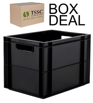 picture of BiGDUG Recycled Euro Stacking Box - 290h x 300w x 400d mm - 34L - Black - Box Deal of 10 - [IH-BDU-BDEC2934RBK] - (LP)