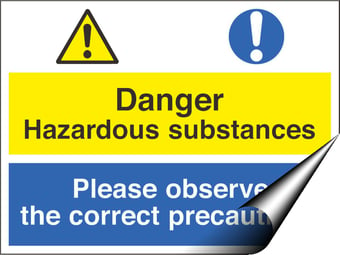 Picture of Danger Hazardous Substances Observe Precautions Sign - 400 X 300Hmm - Self Adhesive Vinyl - [AS-CO3-SAV]
