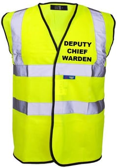 Picture of Value Deputy Chief Warden Printed Front and Back in Black - Yellow Hi Visibility Vest - ST-35241-DCW