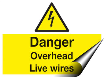 Picture of Danger Overhead Live Wires Sign - 600 x 450Hmm - Self Adhesive Vinyl [AS-WA138-SAV]