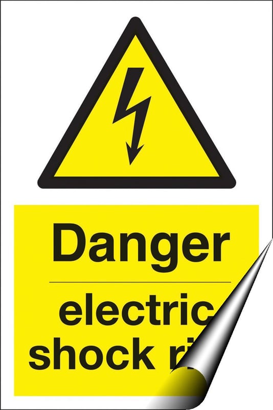 picture of Danger Electric Shock Risk Sign LARGE - 400 x 600Hmm - Self Adhesive Vinyl - [AS-WA14-SAV]