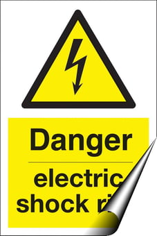 Picture of Danger Electric Shock Risk Sign LARGE - 400 x 600Hmm - Self Adhesive Vinyl - [AS-WA14-SAV]
