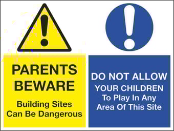Picture of Parents Beware Do Not Allow Children Sign - 800 X 600Hmm - Rigid Plastic - [AS-MU20-RP]