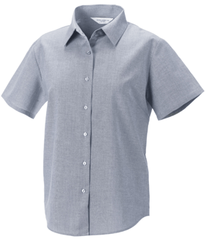 Picture of Russel Ladies Short Sleeve Tailored Oxford Shirt - Silver - BT-933F-SIL