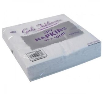 picture of Gala Jableware - 2 Ply White Napkins - 40cm x 40cm - Pack of 40 Napkins - [AF-5030481990380] - (MP) - (DISC-W)