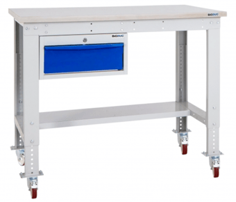 Picture of BiGDUG Heavy Duty Mobile Storage Workbench - 877h x 1215w x 600d mm - Single Drawer - Laminate Worktop - [BDU-HDMSWB126H1DL]