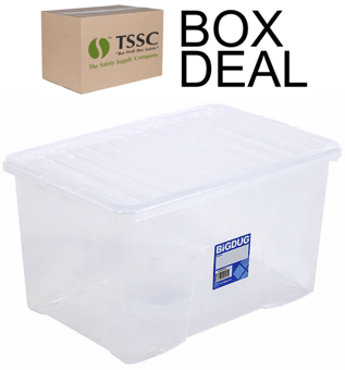 picture of BiGDUG Wham Economy Plastic Box & Lid - 60L - 330h x 400w x 600d mm - Clear - Box Deal of 10 - [IH-BDU-VUB60] - (LP)