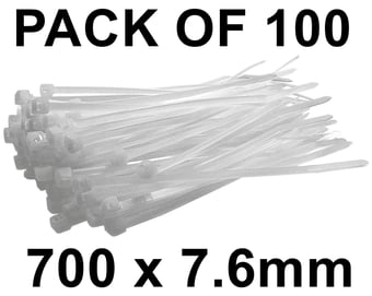 picture of ProSolve White Cable Ties - 700 x 7.6mm - Pack of 100 - [PV-PVCT700W]