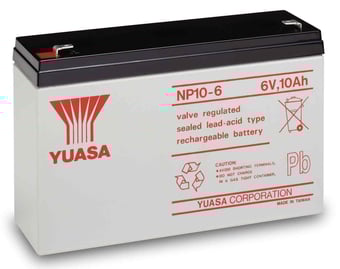 picture of Yuasa NP10-6 20HR Valve Regulated Lead Acid Rechargeable Battery - 6v 10Ah - [BRH-SLAYUANP10-6]