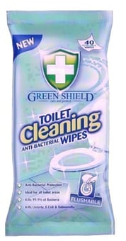 picture of Green Shield - Toilet Cleaning Anti-Bacterial Wipes - Pack of 40 - [PD-SI3534]