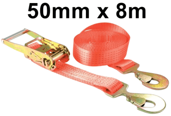 picture of ProSolve Ratchet Tie-Down Straps - 50mm x 8m x 5000kg (LC) With Snap Hooks - [PV-BDV1576SC]
