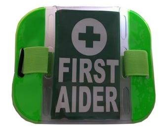 picture of First Aider Printed Armband - Single - Adjustable Self-Matching Colour Elasticated Strap For Comfortable and Secure Wearing - [IH-HVWAB164(GREEN)] - (MP)