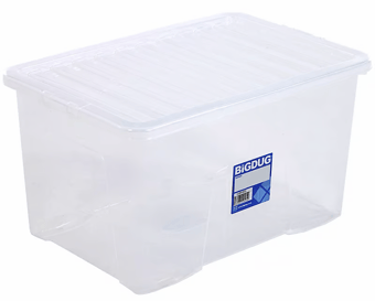 Picture of BiGDUG Wham Economy Plastic Box & Lid - 60L - 330h x 400w x 600d mm - Clear - Box Deal of 10 - [IH-BDU-VUB60] - (LP)