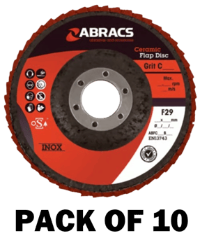 picture of Abracs Ceramic Flap Disc 115mm x 22mm - 60g - 13,300 Max RPM - Pack of 10 - [ABR-ABFC115B060]
