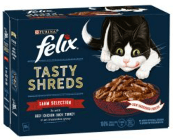 picture of Felix Tasty Shreds Farm Selection in Gravy Wet Cat Food 12 Pack 80g - [BSP-736415]