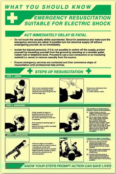 picture of Photoluminescent Emergency Resuscitation Poster - 400 x 600Hmm - 1mm Rigid Plastic - [AS-PH240]